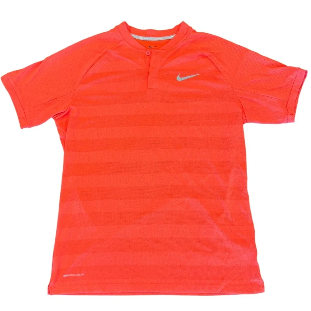 Nike Golf Zonal Cooling Polo Shirt Mens Medium Orange Blade Collar Raglan 891880